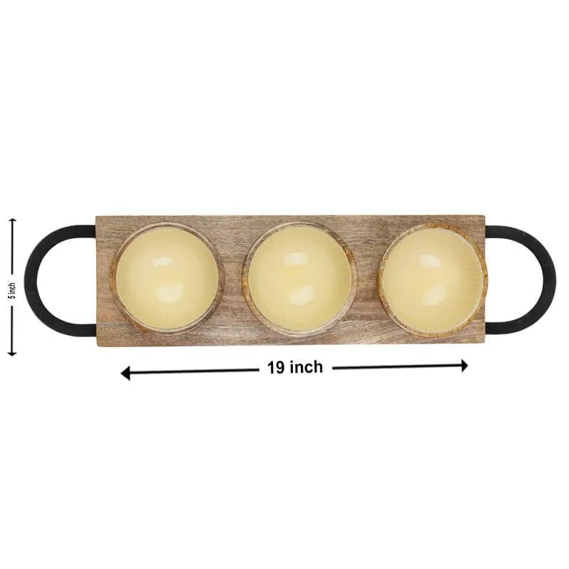 Meya Wooden Platter With Bowl - Four Piece Set media 4