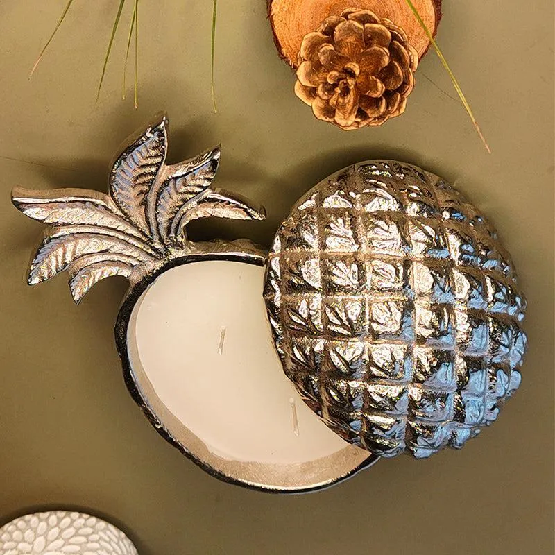 Luxe Pineapple Oudh Scented Candle - Silver media 1