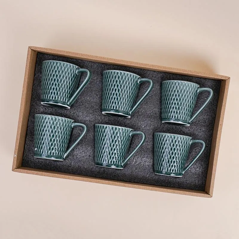 Bruna Porcelain Tea Cup (180 mL Each)/Green)- Set of Six media 5