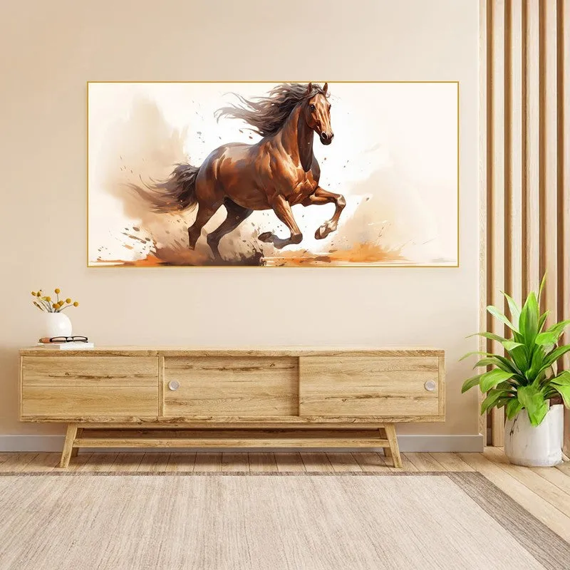 Golden Dusk Horse Canvas Wall Painting With Frame media 3