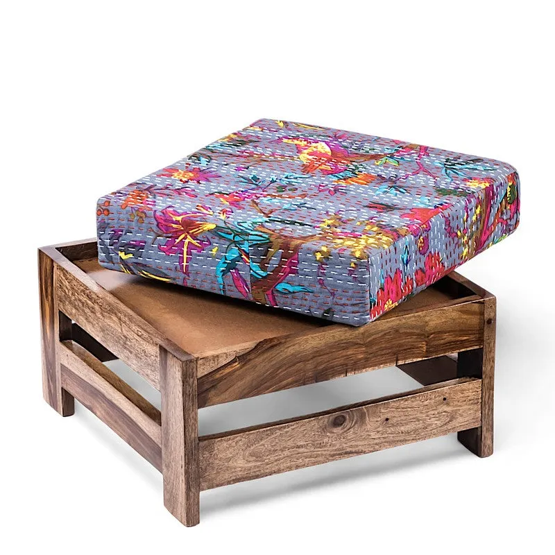 Lexon Sheesham Wooden Bench with Stool (Grey) - Two Piece Set media 3