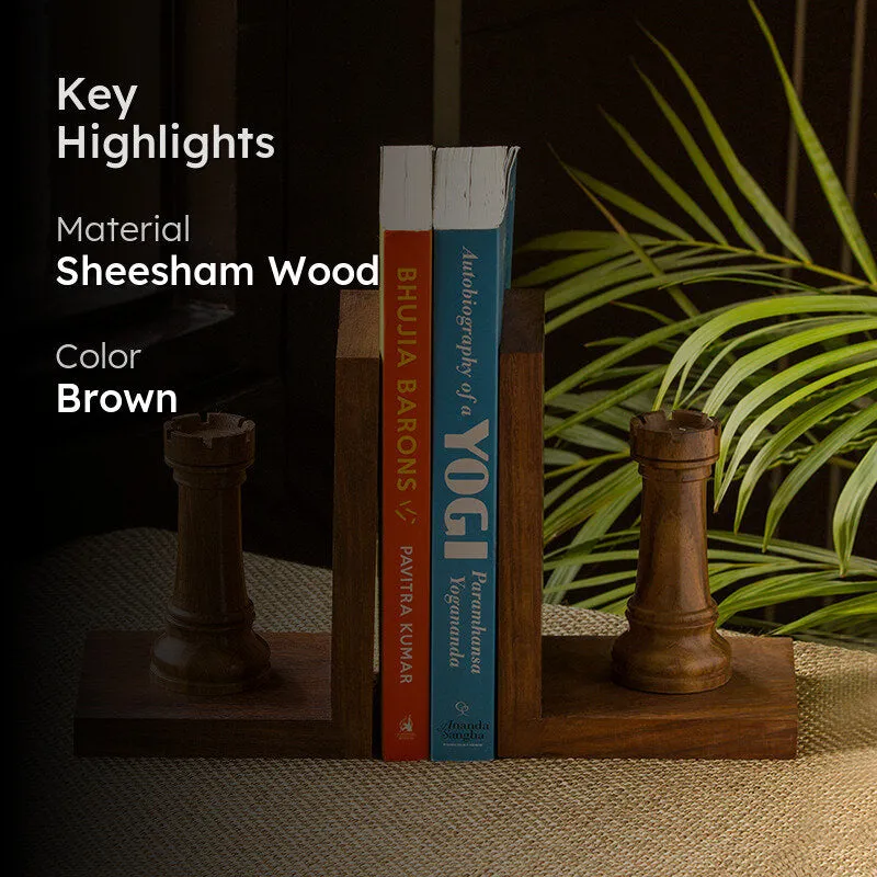 Shatranj Sheesham Wood Book End - Set Of Two media 2