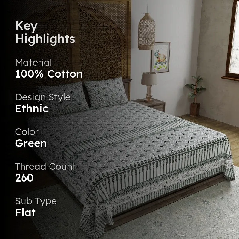 Lux-Raven Cotton Bedsheet (Green) - 260 TC media 2