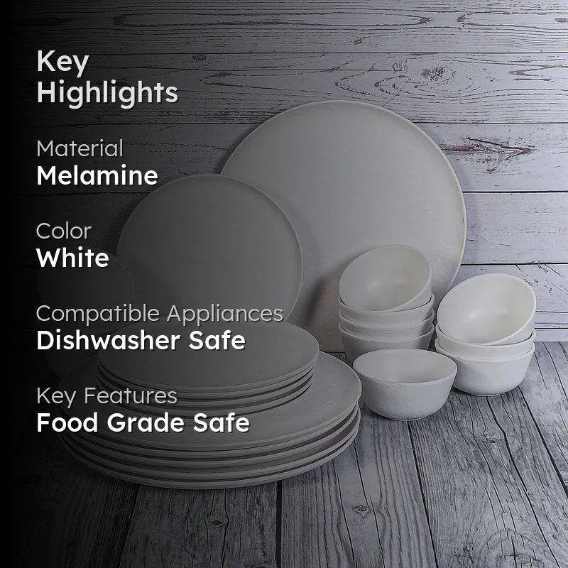 Dotura Melamine Dinner Set (White) - 24 Piece Set media 2