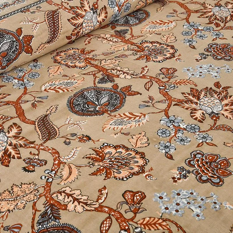 Tribhuna Printed Cotton Bedsheet (Orange) - 160 TC media 4
