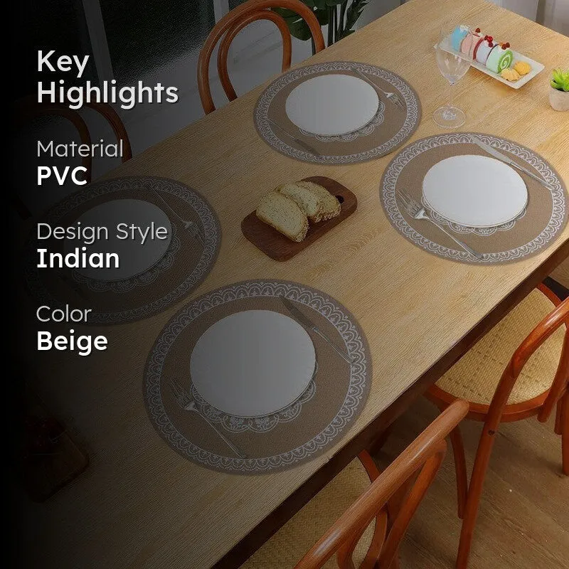Mandala Beige Round PVC Table Mats - Set Of Four media 2