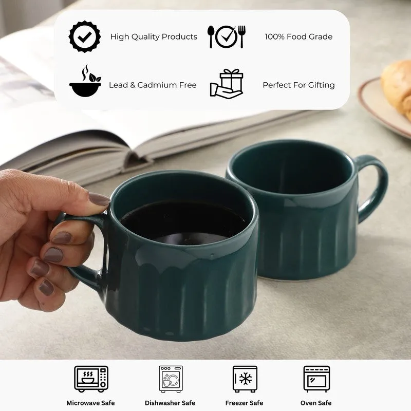 Teal Stoneware Coffee Mug (300 mL Each) - Set Of Two media 7