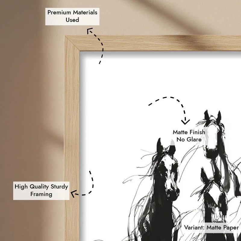 Spirit Horse Canvas Wall Painting With Brown Frame media 9