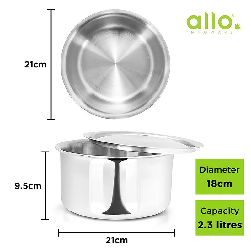 Gusto Stainless Steel Pot With Lid (1100, 1700, 2300, 3800 mL) - Set Of Four media 6
