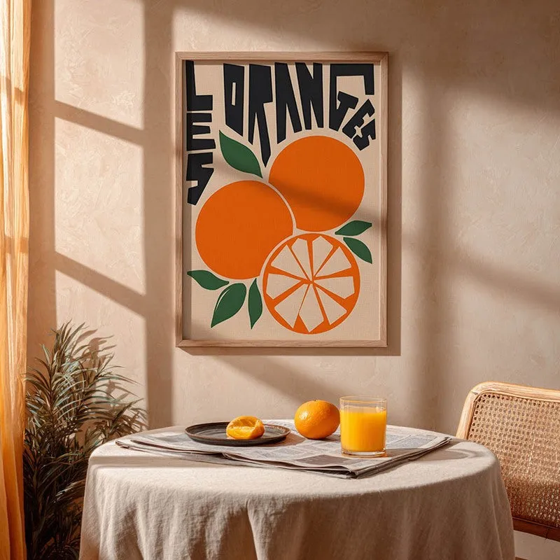 Orange Citrus Archival Canvas Wall Art - Brown media 4
