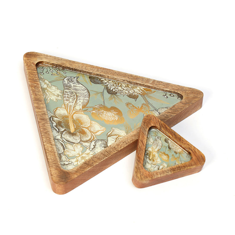 Verrosa Triangular Chip & Dip Mango Wood Platter - Set of Two media 6
