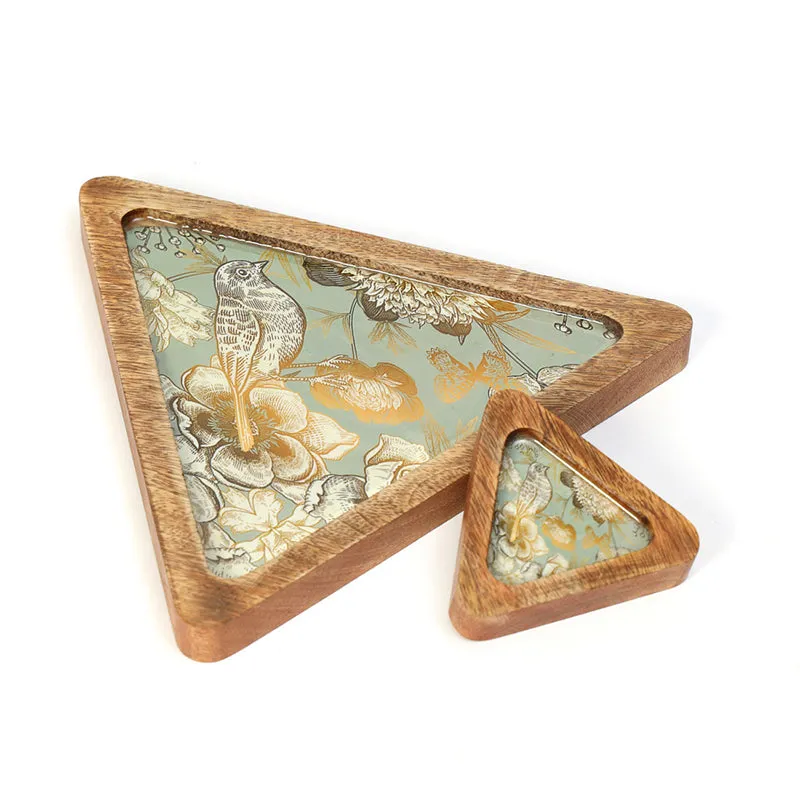 Verrosa Triangular Chip & Dip Mango Wood Platter - Set of Two media 6
