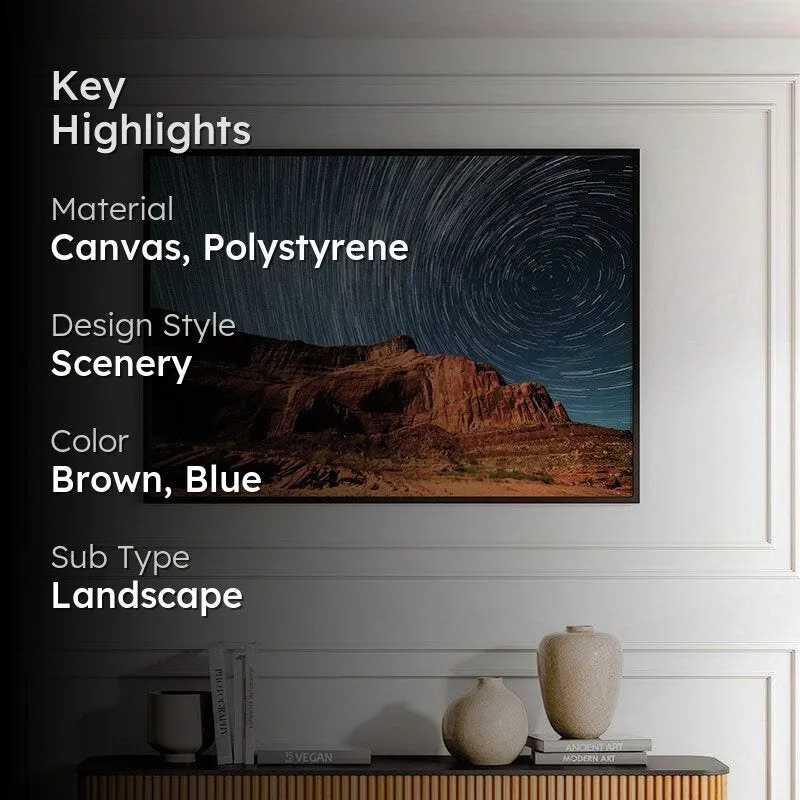 Swirling Stars In the Night Canvas Wall Painting - Black Frame media 2