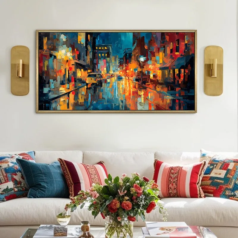 Cityglow Canvas Wall Painting With Frame media 1