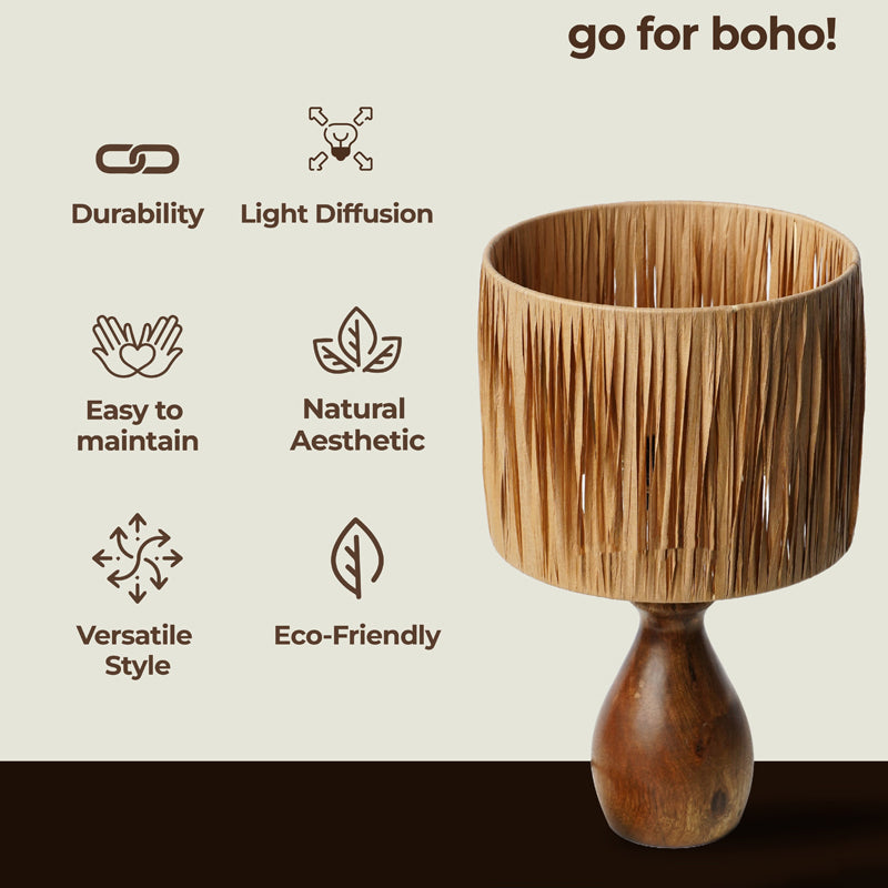 ArcLit Rattan Mango Wood Table Lamp - Beige media 5
