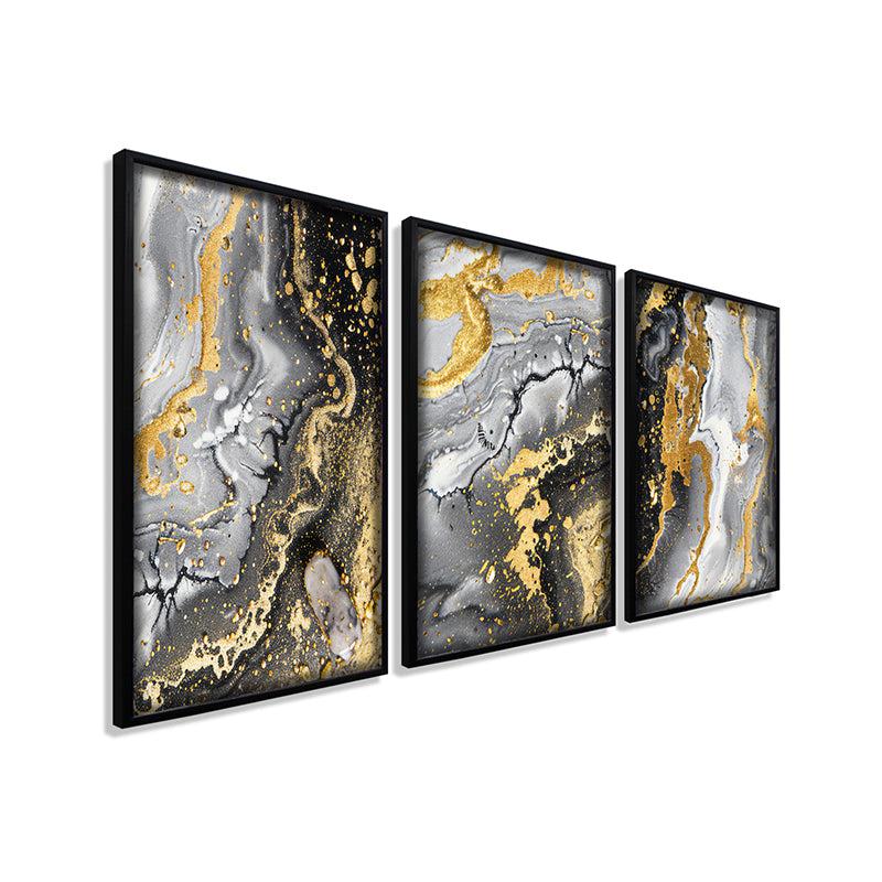 Ebony Gild Abstract Wall Art With Frame - Set Of Three media 5