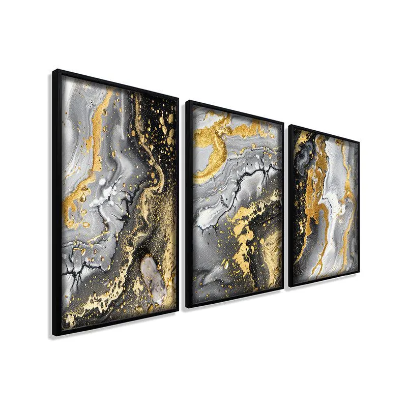 Ebony Gild Abstract Wall Art With Frame - Set Of Three media 5