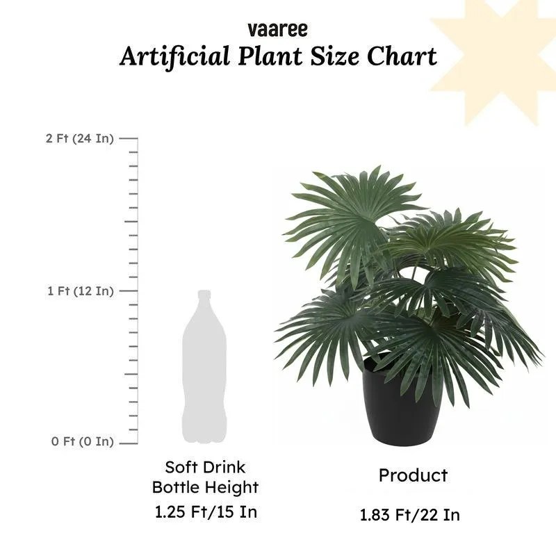 Faux Mini Palm Plant With Black Plastic Pot - 55 cms media 6