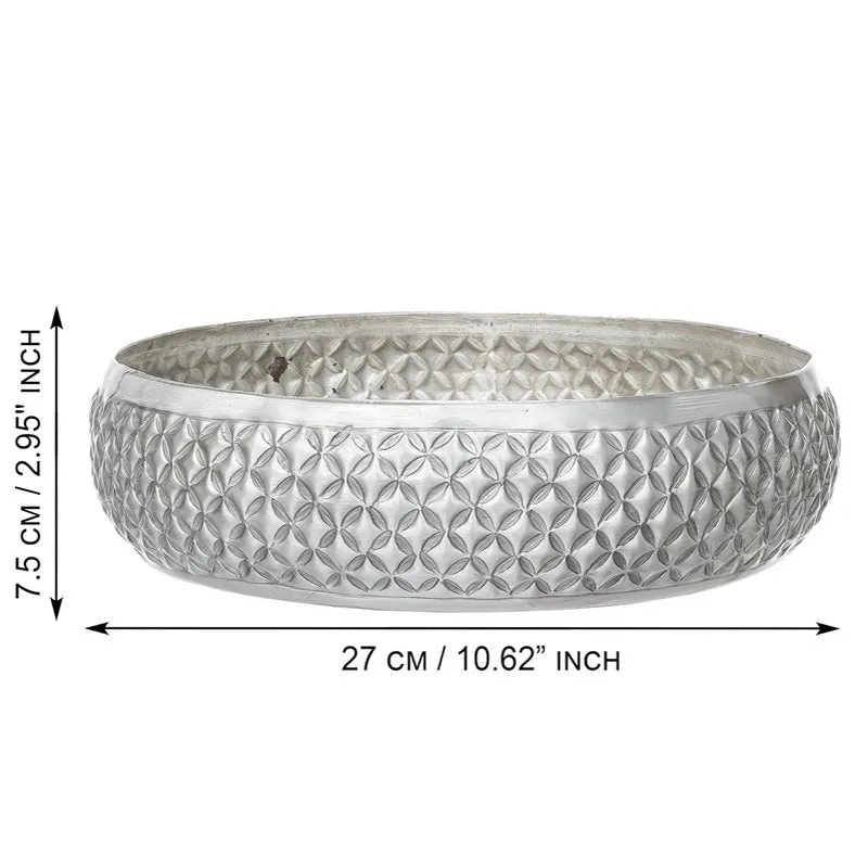 Artisan Hammered Metal Urli - Silver media 9