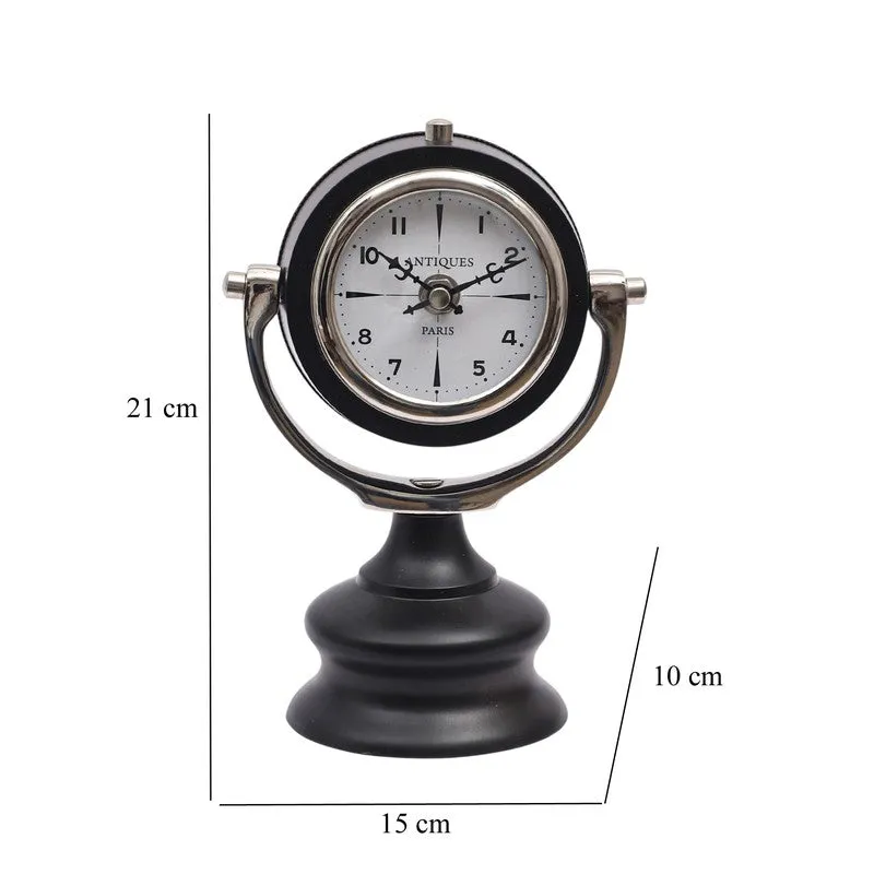 Classic Round Table Clock Black,Silver media 7