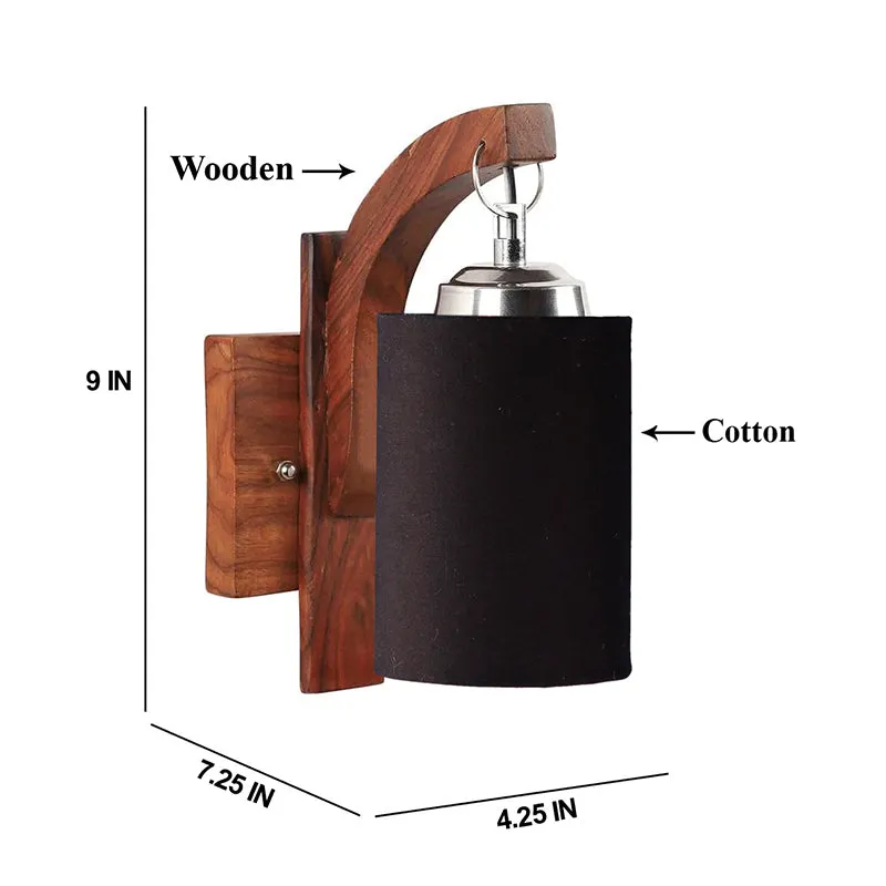 Forma Cylindrical Fabric & Wooden Wall Lamp - Black media 4