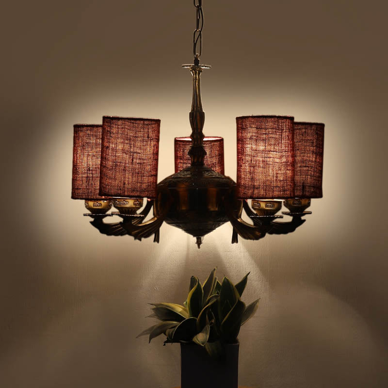 Huescape Cylindrical Golden Antique Ceiling Lamp