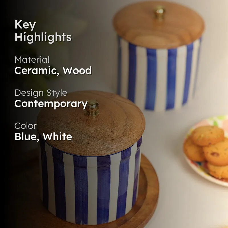 Strio Ceramic Jar (1000 mL Each) - Set Of Two media 2