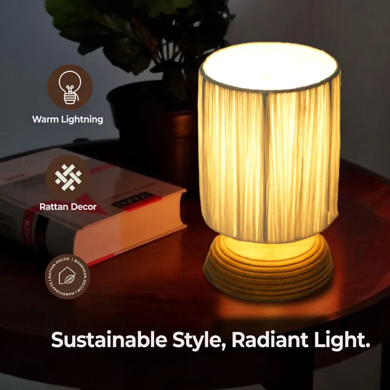 NoirLit Boho Mango Wood Table Lamp - Beige media 3