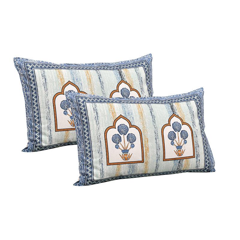 Nanda Ethnic Cotton Bedsheet (Green,Blue) - 180 TC media 4