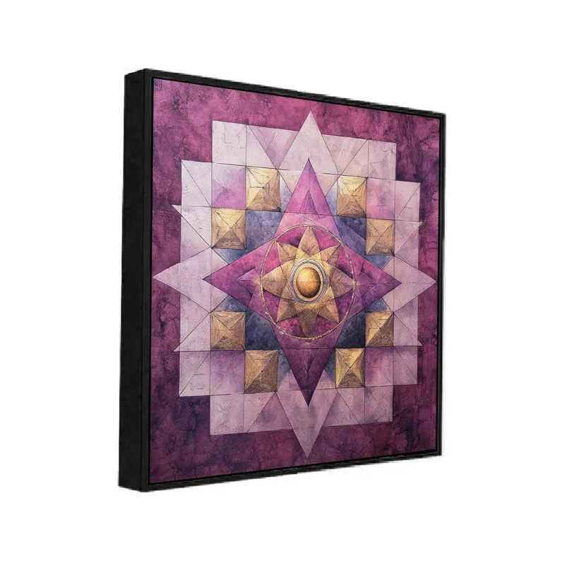Purple Mandala Canvas Wall Art With Frame media 3