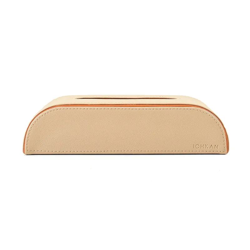 Tisca Curve Faux Leather Tissue Box - Beige media 4