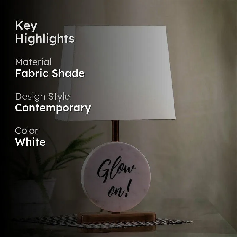 Glow On Marble & Copper Base Fabric Table Lamp - White media 2