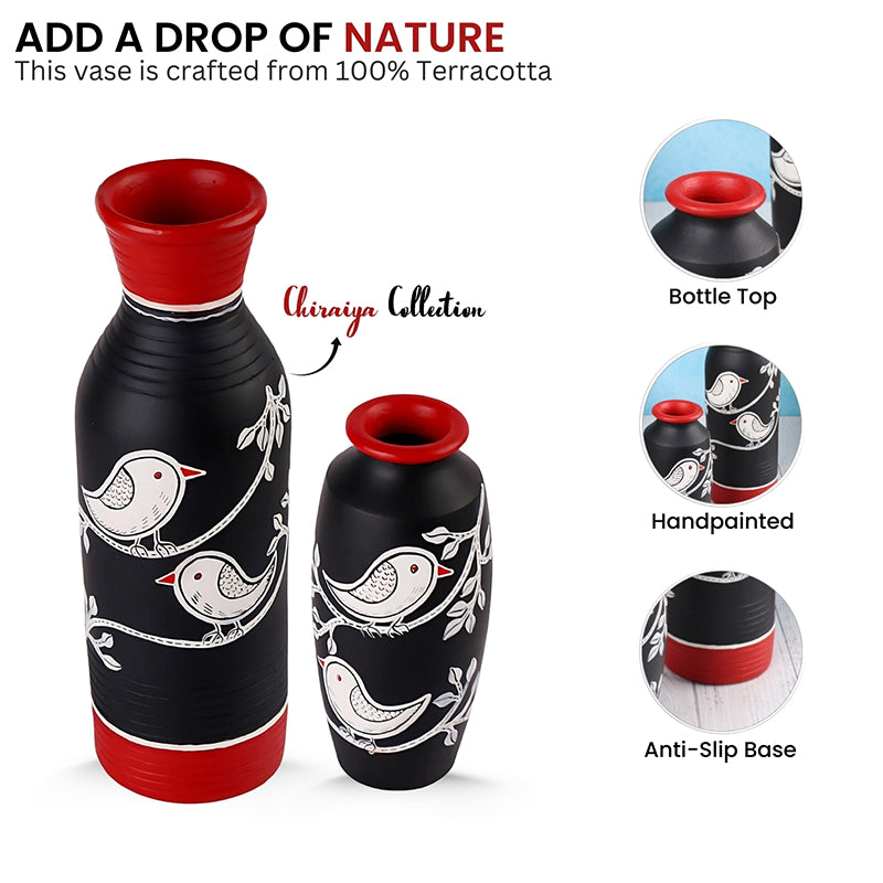 Neel Pakhi Tall Handpainted Terracotta Vase - Set Of Two media 4