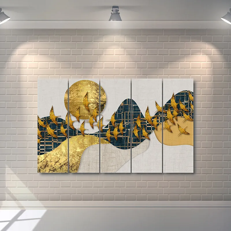 Flocks Of Landscape Canvas Wall Art - Set Of Five media 3