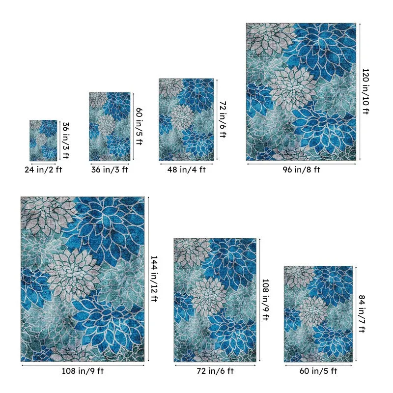 Enaya Floral Polyester Carpet - Blue media 13