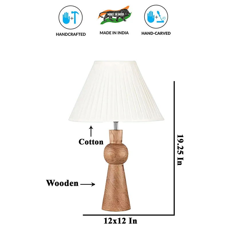 Angler Grace Pleated Wooden Table Lamp - White,Brown media 5