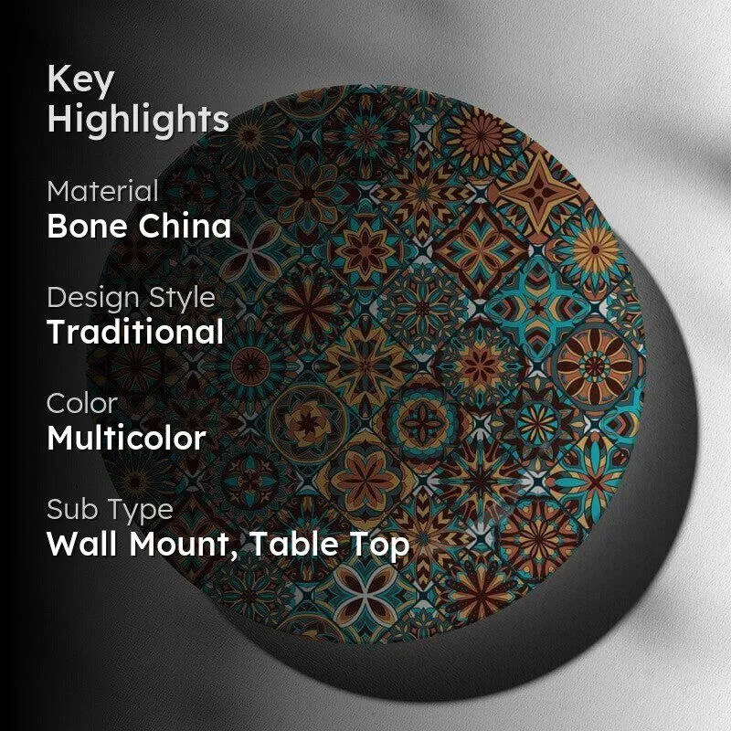 Ethnic Mandala Tiles Wall Plate - Turquoise media 2