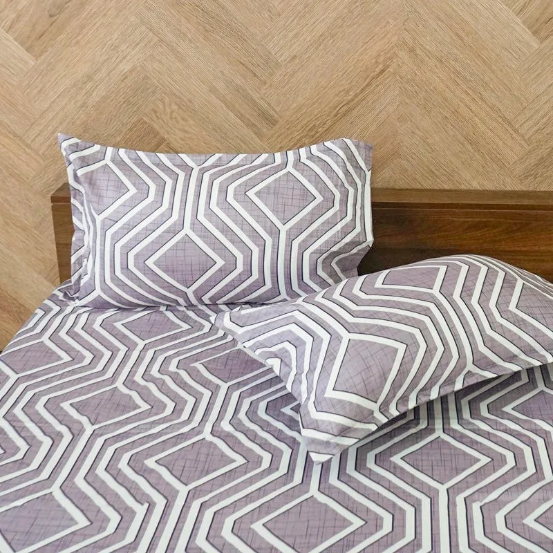 Akoya Geometric Cotton Bedsheet (Purple) - 200 TC media 4