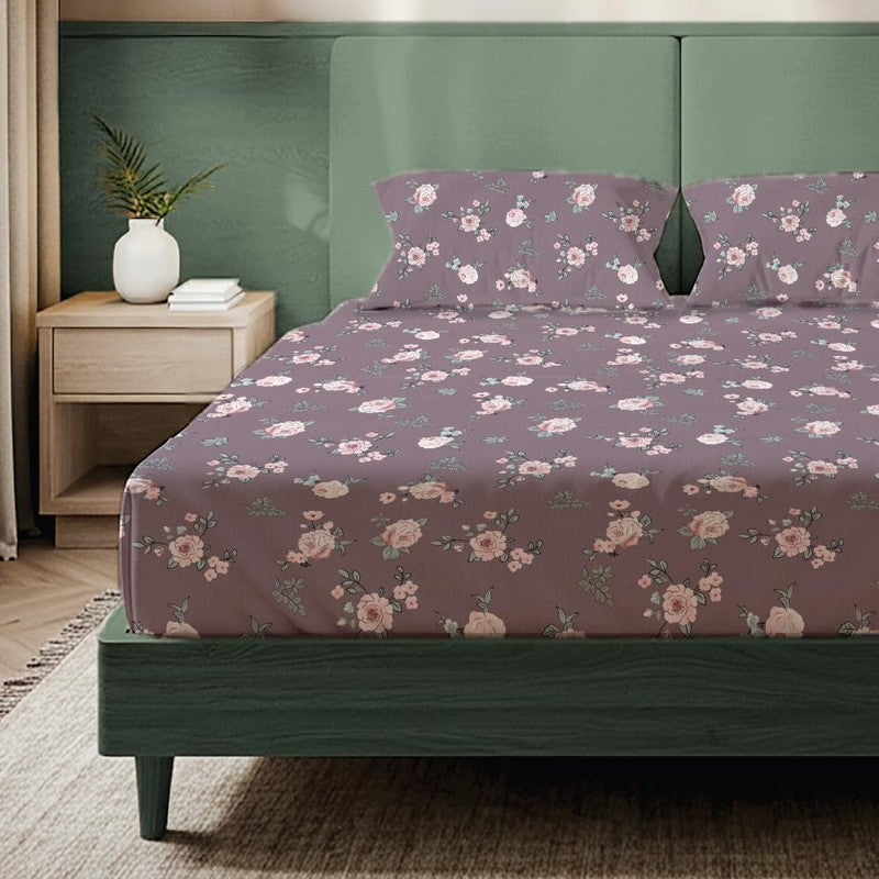 Earthy Petal Floral Cotton Bedsheets (Brown) - 200 TC media 3