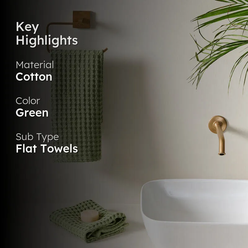 Fluffy Waffle Hand Towel (Green) - Set Of Two media 2