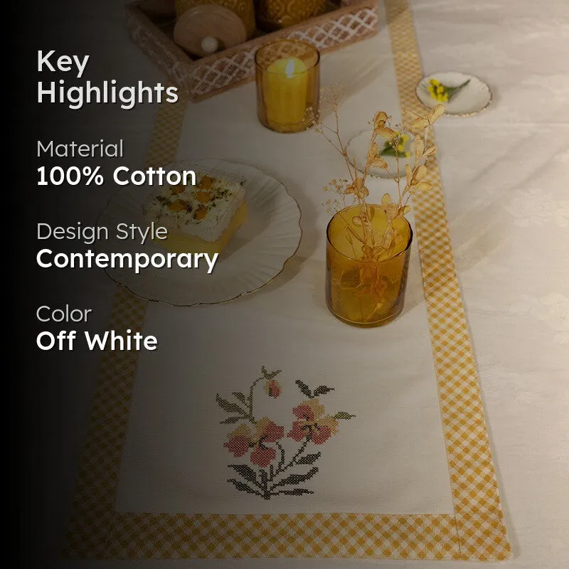 Golden Flora Cotton Table Runner media 2