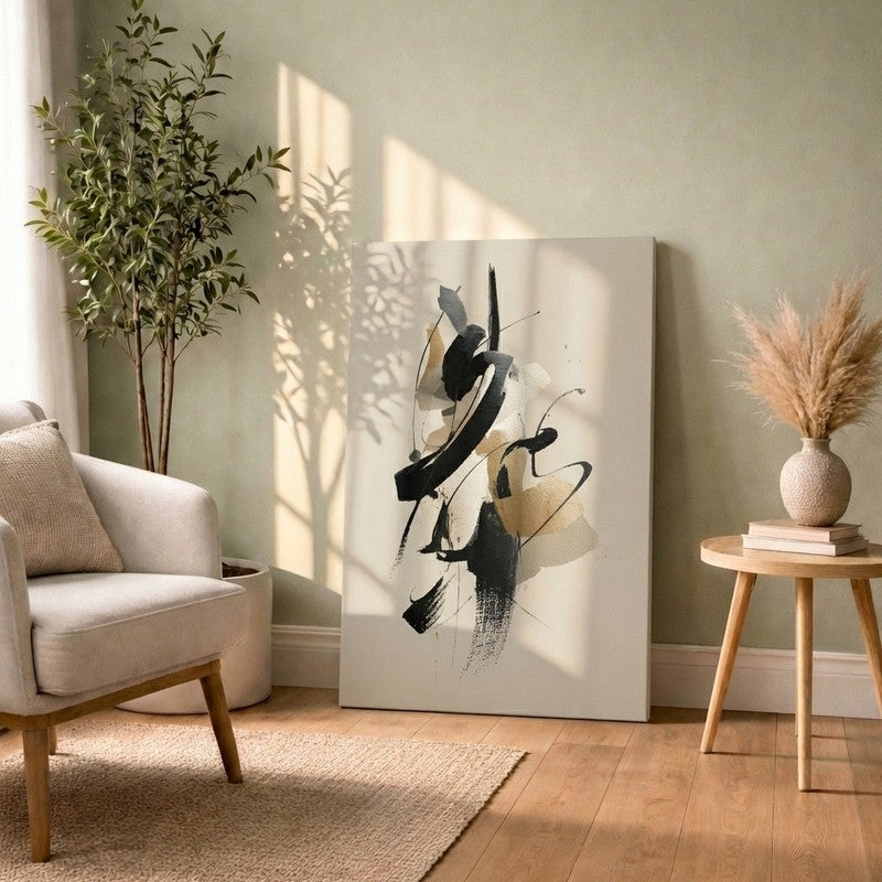 Minimal Flow Gold Canvas Canvas Wall Art