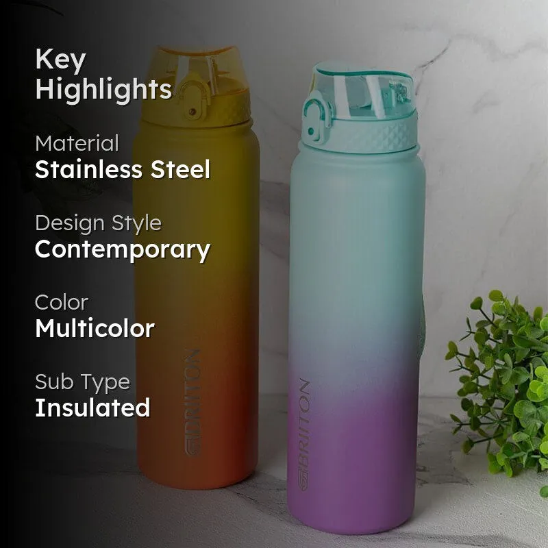 Hydrona Hot & Cold Thermos Water Bottle (Purple & Yellow, 1000 mL Each) - Set Of Two media 2