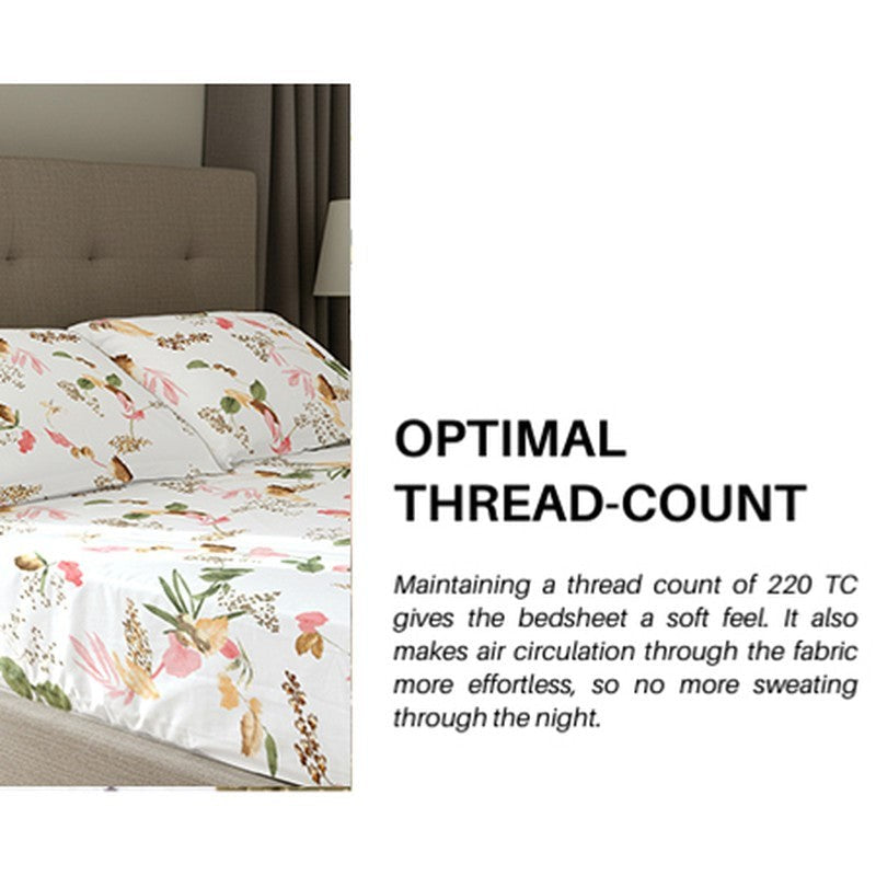 Urban Space Cherry Blossom-Peach Cotton Bedsheet - 200 TC media 3