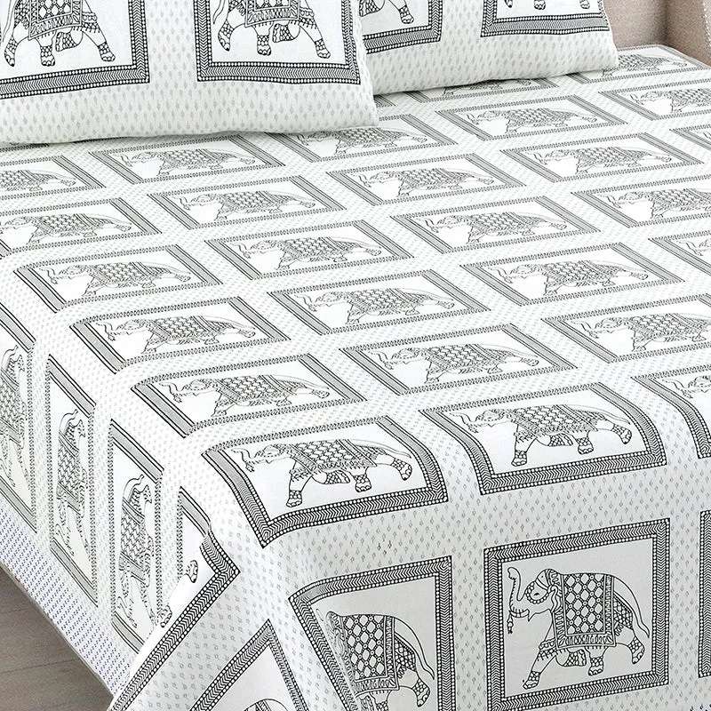 Ethnik Tusker Cotton Bedsheet (Grey) - 144 TC media 3