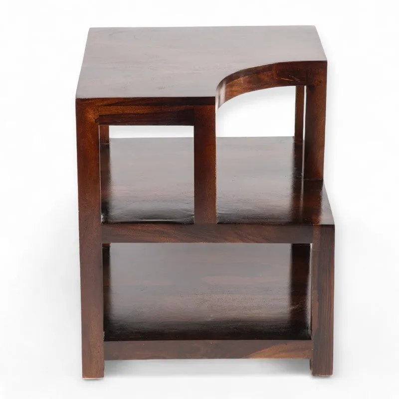 Xverix Sheesham Wooden Side & Bedside Table - Dark Brown media 3