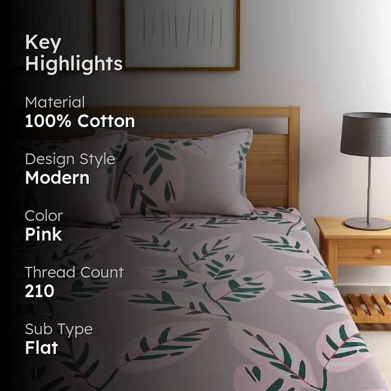 Painterly Leaves Cotton Bedsheet - 210 TC media 2