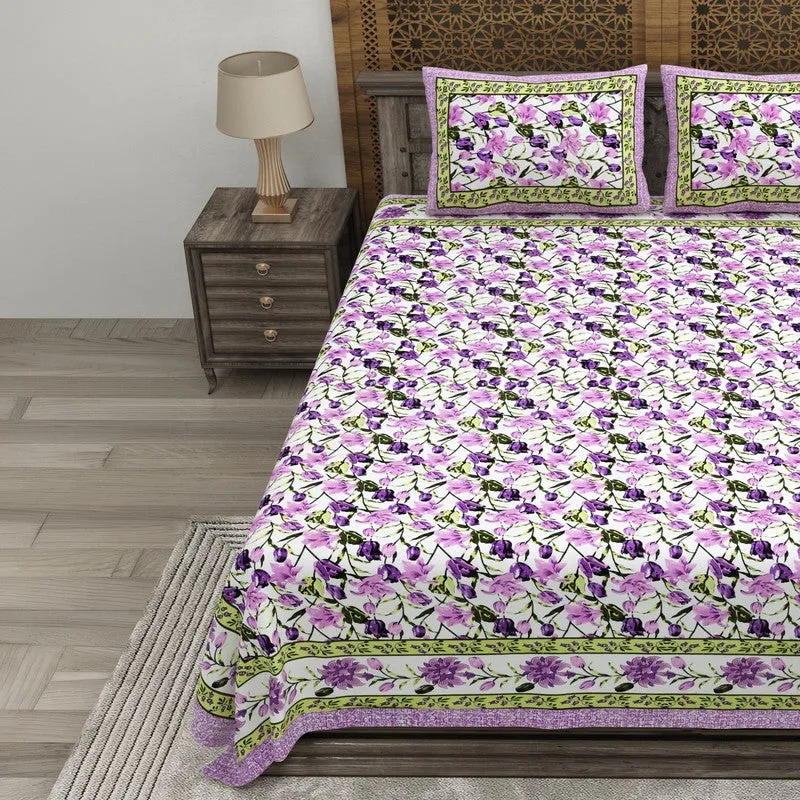Rangon Cotton Bedsheet (Purple,Green) - 240 TC media 3