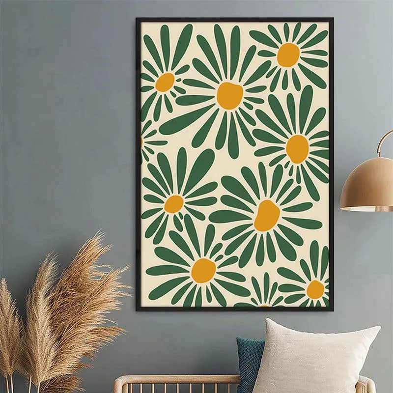 Bellis Maris Floral Wall Painting With Frame media 1