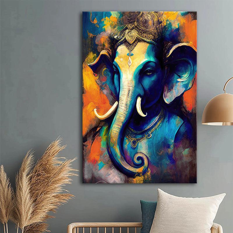Rangavali Ganapati Poly Canvas Wall Painting media 4